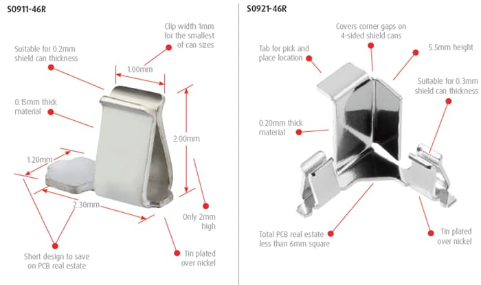 Harwin Compact & Corner SMD Shield Clips